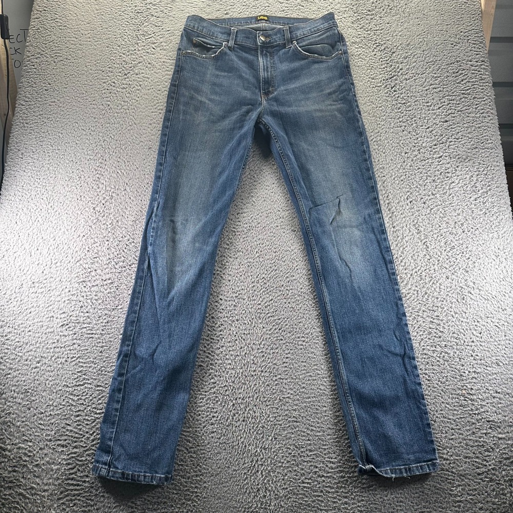 Lee Jeans Mens 33x36 Blue Cotton Denim Straight Travel Workwear Stretch Faded